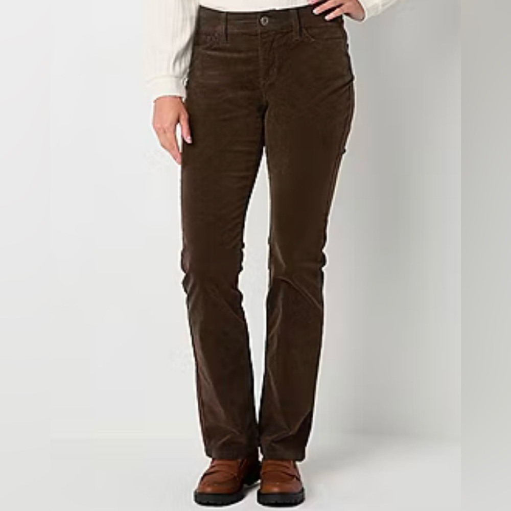St. John's Bay Womens Mid Rise Straight Corduroy Pant Size 18 petite